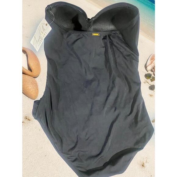 Anne Cole Black Strapless Swimsuit Women's Size 12 Black One Piece New With Tags - Picture 2 of 11